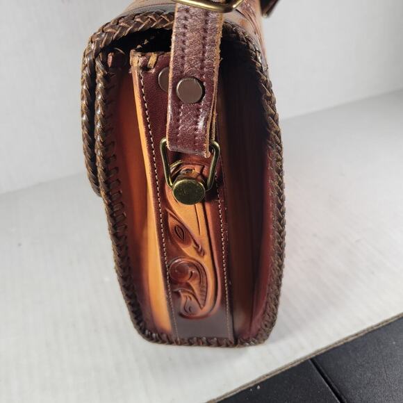 Vintage Joo-Kay Rustic Southwestern Hand Tooled Leather Shoulder Bag - Picture 7 of 16